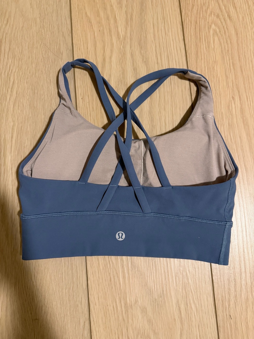 lululemon athletica size 4 Blue Strappy Energy Sports Bra - Blue/Taupe